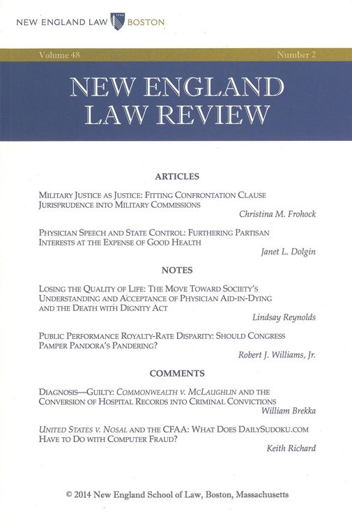 Produktbild: New England Law Review: Volume 48, Number 2 - Winter 2014