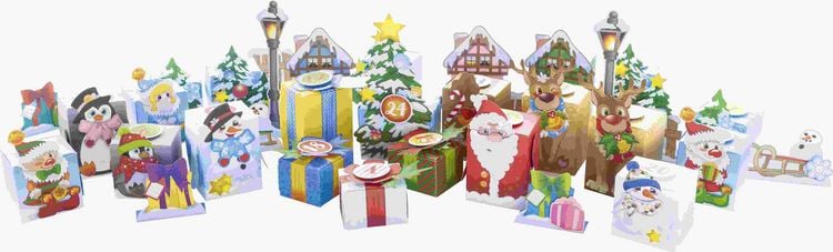 Produktbild: Folia  Adventskalender Bastelset Winterlandschaft, 24 Stanzb&ouml;gen in 25x33cm, inkl. Klebepads