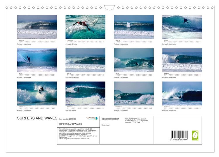 Produktbild: SURFERS AND WAVES (Wall Calendar 2026 DIN A3 landscape), CALVENDO 12 Month Wall Calendar