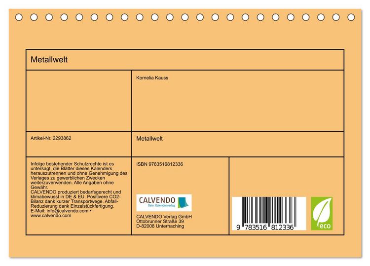 Produktbild: Metallwelt (Tischkalender 2027 DIN A5 quer), CALVENDO Monatskalender