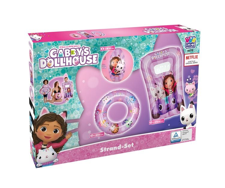 Produktbild: HAPPYPEOPLE Gabby's Dollhouse Strandset, bestehend aus: Strandball, Schwimmrin