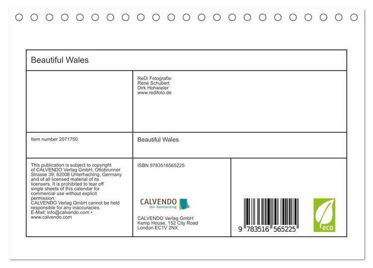 Produktbild: Beautiful Wales (Desk Calendar 2026 DIN A5 landscape), CALVENDO 12 Month DeskCalendar