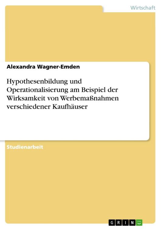 Produktbild: Hypothesenbildung und Operationalisierung an einem selbst gew&auml;hlten Beispiel