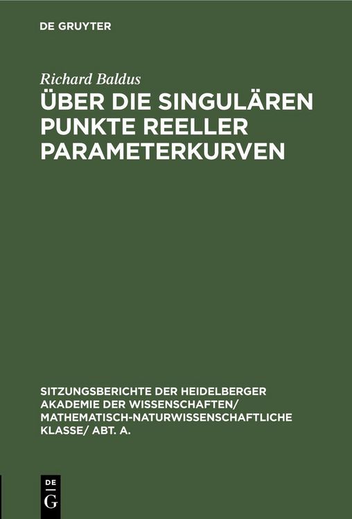 Produktbild: &Uuml;ber die singul&auml;ren Punkte reeller Parameterkurven