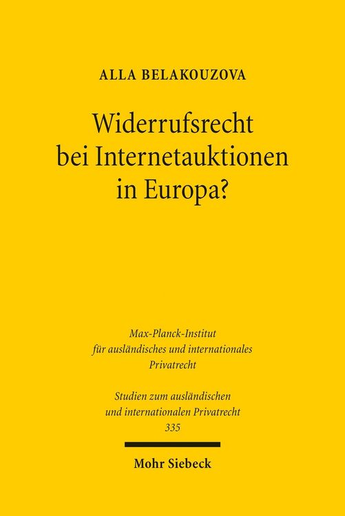 Produktbild: Widerrufsrecht bei Internetauktionen in Europa?