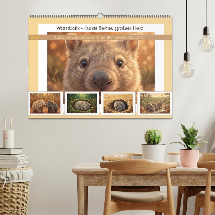 Produktbild: Wombats - Kurze Beine, gro&szlig;es Herz (Wandkalender 2027 DIN A2 quer), CALVENDO Monatskalender