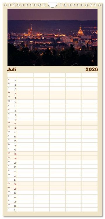 Produktbild: Familienplaner 2026 - Barockstadt Dresden mit 5 Spalten (Wandkalender, 21 x 45 cm) CALVENDO