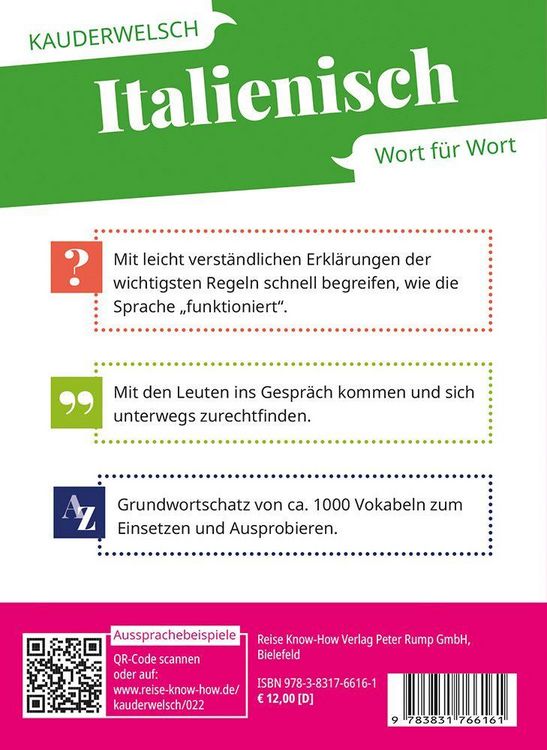 Produktbild: Reise Know-How Sprachf&uuml;hrer Italienisch - Wort f&uuml;r Wort