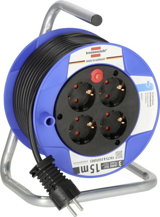 Produktbild: Brennenstuhl 1079180004 Kabeltrommel 15m Schwarz Schutzkontakt-Stecker