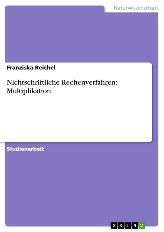 Produktbild: Nichtschriftliche Rechenverfahren: Multiplikation