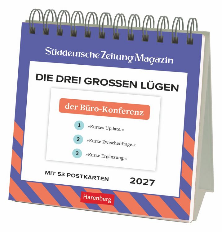 Produktbild: Die drei gro&szlig;en L&uuml;gen Premium-Postkartenkalender 2027 - 53 Postkarten mit am&uuml;santen Alltagsl&uuml;gen
