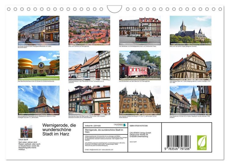 Produktbild: Wernigerode, die wundersch&ouml;ne Stadt im Harz (Wandkalender 2027 DIN A4 quer), CALVENDO Monatskalender