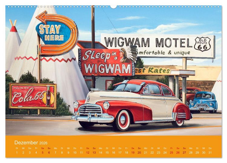 Produktbild: Route US 66 Momente Gem&auml;lde von Georg Huber (hochwertiger Premium Wandkalender 2026 DIN A2 quer), Kunstdruck in Hochglanz