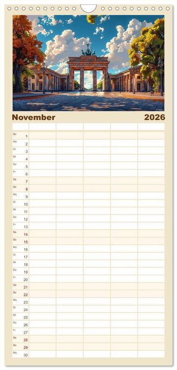 Produktbild: Familienplaner 2026 - Reisest&auml;dte Europas mit 5 Spalten (Wandkalender, 21 x 45 cm) CALVENDO