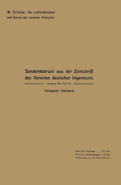 Produktbild: Der Luftwiderstand auf Grund der neueren Versuche