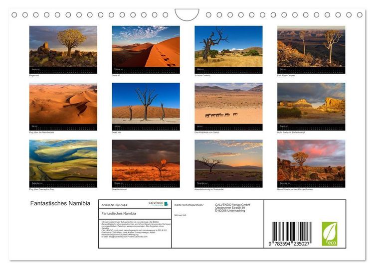 Produktbild: Fantastisches Namibia (Wandkalender 2027 DIN A4 quer), CALVENDO Monatskalender