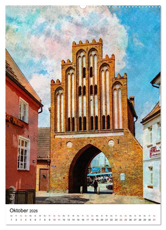 Produktbild: Hansestadt Wismar - Aquarellansichten der Perle des Nordens (Wandkalender 2026 DIN A2 hoch), CALVENDO Monatskalender