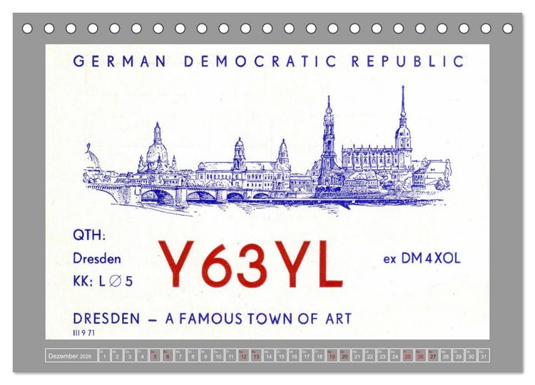 Produktbild: DDR - Ostalgie auf QSL-Karten (Tischkalender 2026 DIN A5 quer), CALVENDO Monatskalender