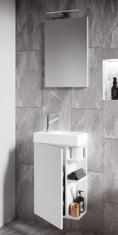 Produktbild: 2-tlg G&auml;ste WC Badm&ouml;bel Waschtisch Lumia Spiegel