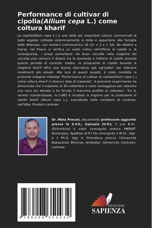 Produktbild: Performance di cultivar di cipolla(Allium cepa L.) come coltura kharif