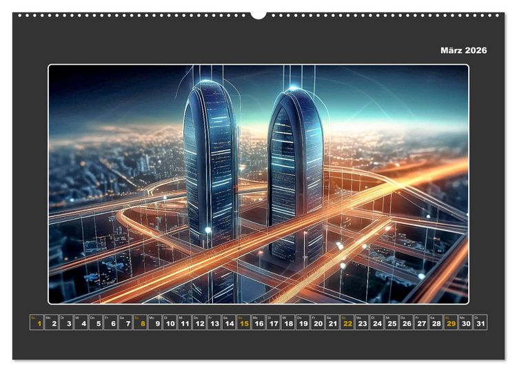 Produktbild: Zukunftsvision Megacity (Wandkalender 2026 DIN A2 quer), CALVENDO Monatskalender