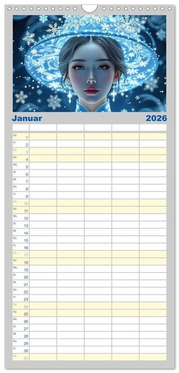 Produktbild: Familienplaner 2026 - Fantasie Asia-Girls mit 5 Spalten (Wandkalender, 21 x 45 cm) CALVENDO