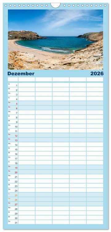 Produktbild: Familienplaner 2026 - Mykonos - Natur, Meer und wei&szlig;e W&auml;nde mit 5 Spalten (Wandkalender, 21 x 45 cm) CALVENDO