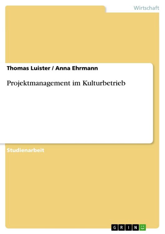 Produktbild: Projektmanagement im Kulturbetrieb