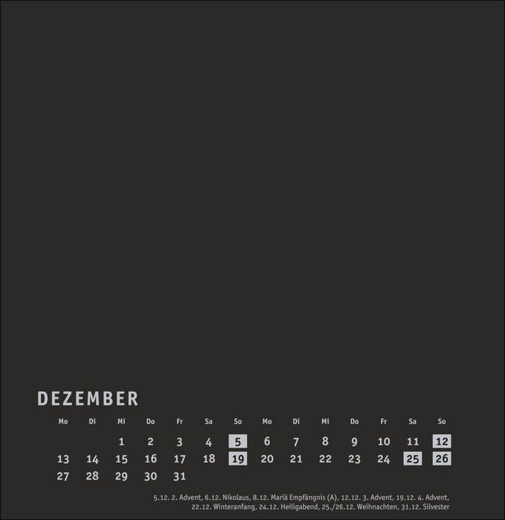 Produktbild: Premium-Bastelkalender schwarz gro&szlig; 2027