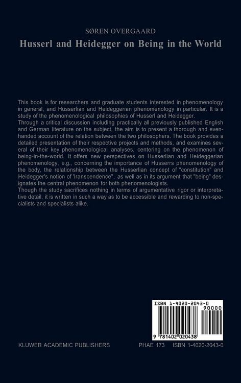 Produktbild: Husserl and Heidegger on Being in the World