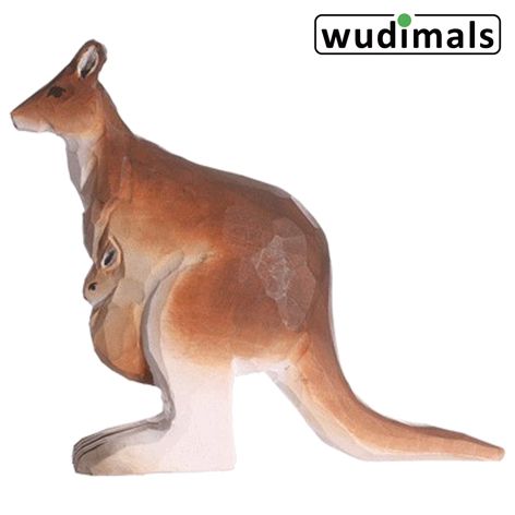Produktbild: Wudimals A040460 - K&auml;nguru, Kangaroo, handgeschnitzt aus Holz
