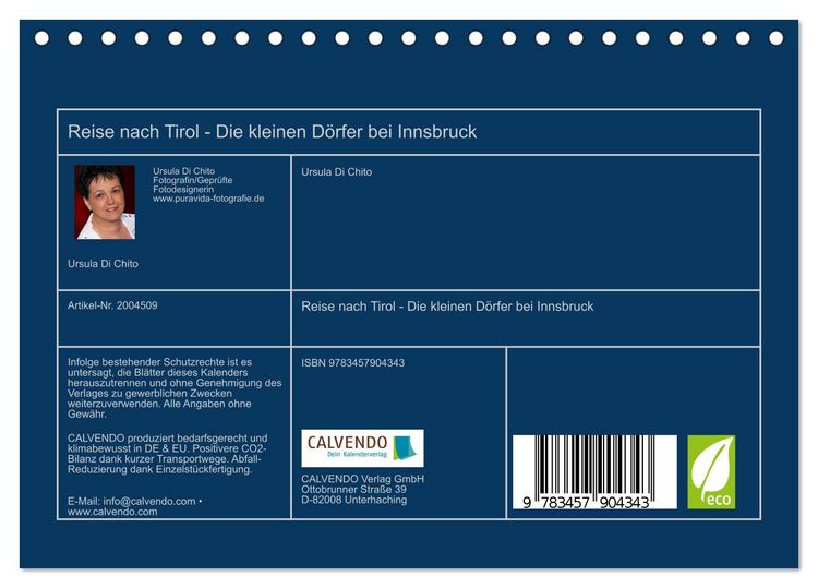 Produktbild: Reise nach Tirol - Die kleinen D&ouml;rfer bei Innsbruck (Tischkalender 2026 DIN A5 quer), CALVENDO Monatskalender