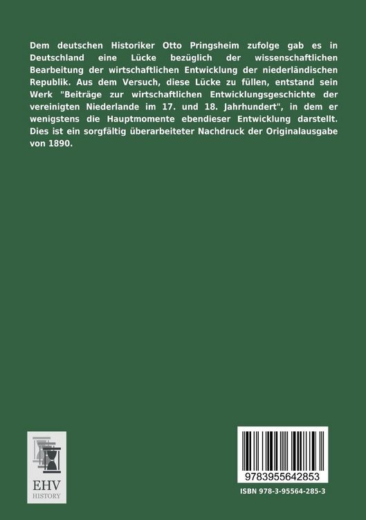 Produktbild: Beitr&auml;ge zur wirtschaftlichen Entwicklungsgeschichte der vereinigten Niederlande im 17. und 18. Jahrhundert