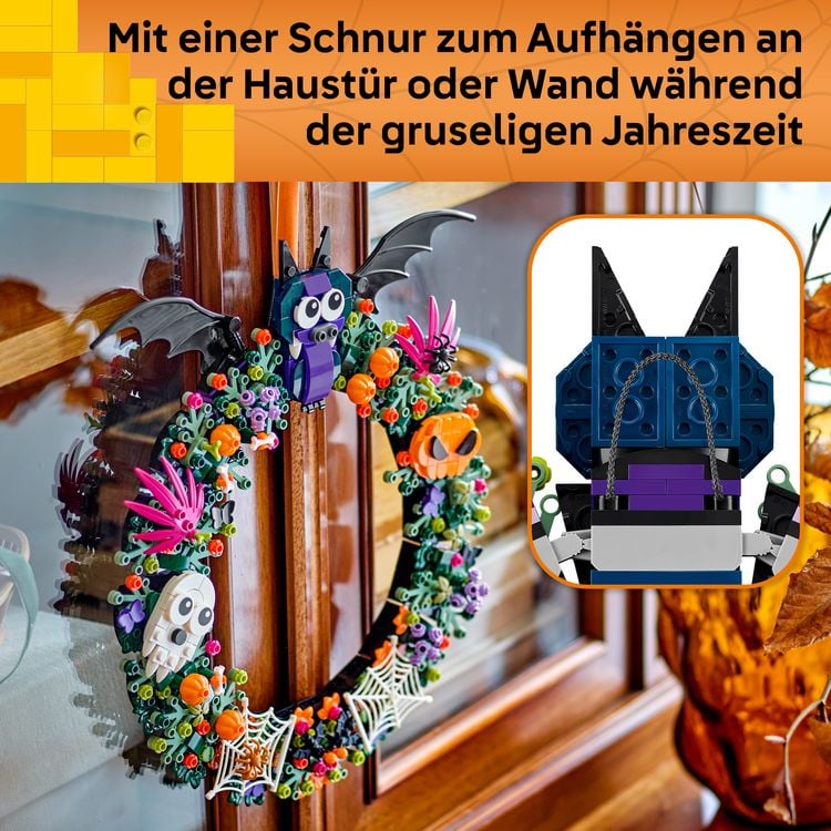 Produktbild: LEGO Halloweenkranz Modellbau - Deko zur Feier des Tages der Toten 40825
