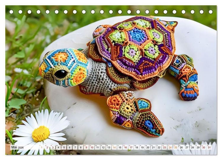 Produktbild: Granny Square Kunst - Ein Jahr voller kreativer H&auml;kelideen (Tischkalender 2026 DIN A5 quer), CALVENDO Monatskalender