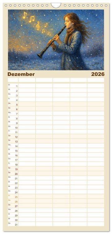 Produktbild: Familienplaner 2026 - Im Zauber der Musik - Romantische Kunstwerke zwischen Klang und Farbe mit 5 Spalten (Wandkalender, 21 x 45 cm) CALVENDO