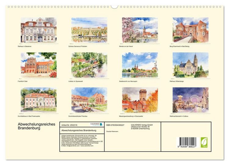 Produktbild: Abwechslungsreiches Brandenburg (hochwertiger Premium Wandkalender 2027 DIN A2 quer), Kunstdruck in Hochglanz
