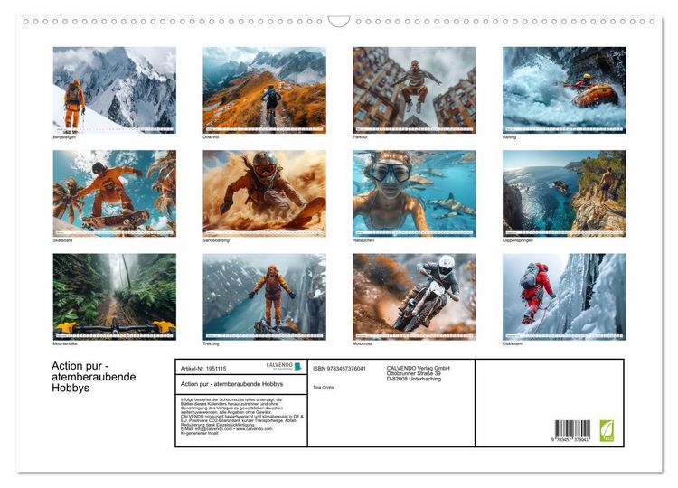 Produktbild: Action pur - atemberaubende Hobbys (Wandkalender 2026 DIN A2 quer), CALVENDO Monatskalender