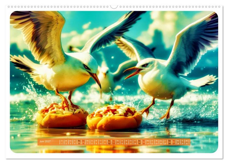 Produktbild: Gierige M&ouml;wen (hochwertiger Premium Wandkalender 2027 DIN A2 quer), Kunstdruck in Hochglanz