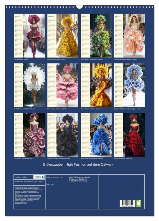 Produktbild: Bl&uuml;tenzauber. High Fashion auf dem Catwalk (Wandkalender 2026 DIN A2 hoch), CALVENDO Monatskalender