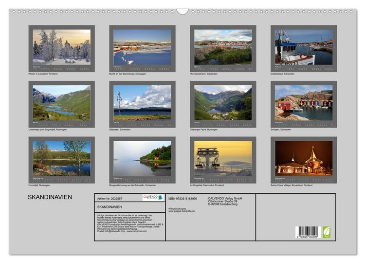 Produktbild: SKANDINAVIEN (Wandkalender 2026 DIN A2 quer), CALVENDO Monatskalender