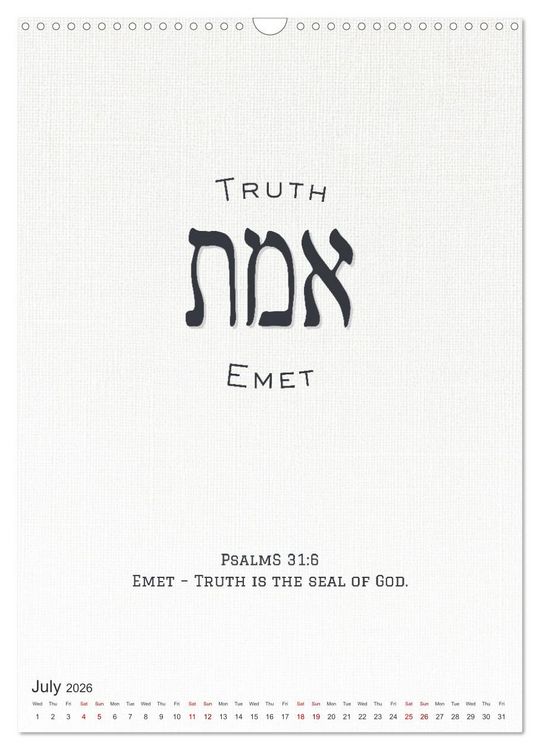 Produktbild: The Radiant Path Hebrew Letters Inspiring the Soul (Wall Calendar 2026 DIN A3 portrait), CALVENDO 12 Month Wall Calendar
