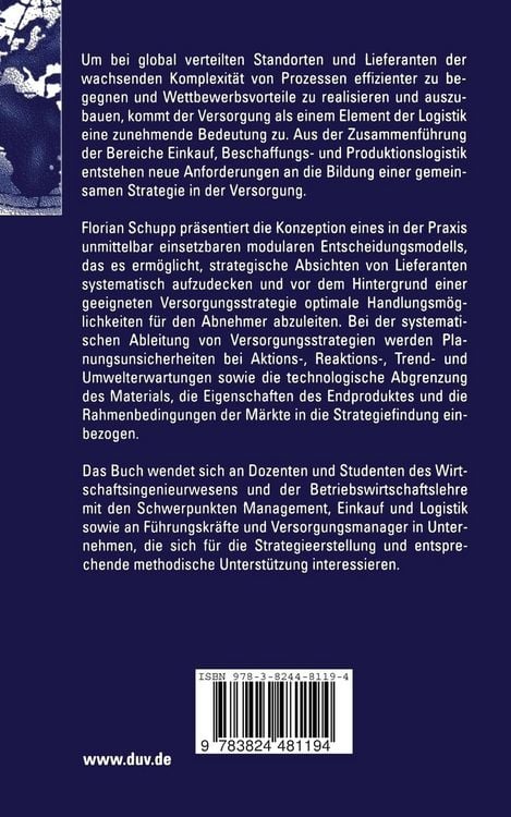 Produktbild: Versorgungsstrategien in der Logistik