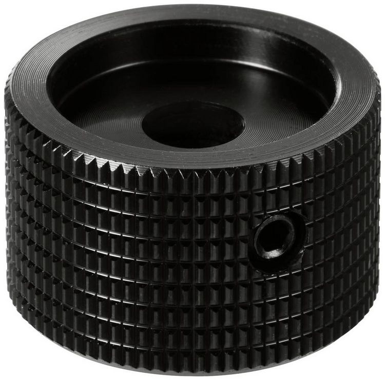 Produktbild: TRU COMPONENTS TC-11613808 Drehknopf mit Knopfmarkierung Schwarz (&Oslash; x H) 25 mm x 16 mm Aluminium 1 St.