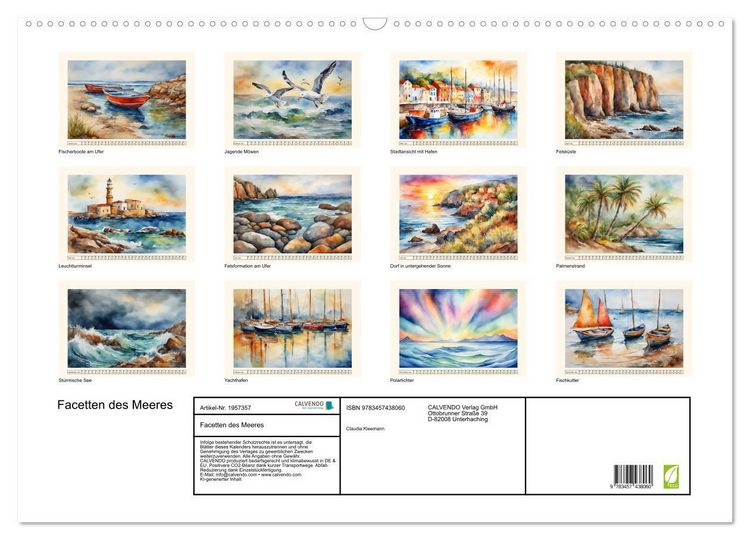 Produktbild: Facetten des Meeres (Wandkalender 2026 DIN A2 quer), CALVENDO Monatskalender