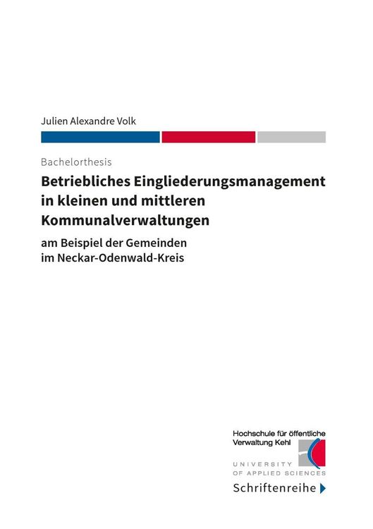 Produktbild: Betriebliches Eingliederungsmanagement in kleinen und mittleren Kommunalverwaltungen