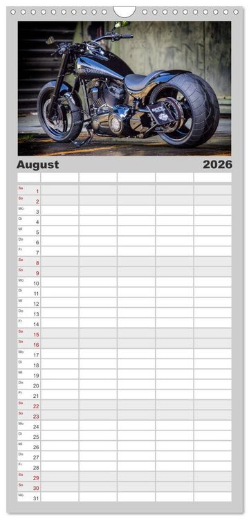 Produktbild: Familienplaner 2026 - Exklusive Best of Fat Ass Custombike Edition, feinste Harleys mit fettem Hintern mit 5 Spalten (Wandkalender, 21 x 45 cm) CALVENDO