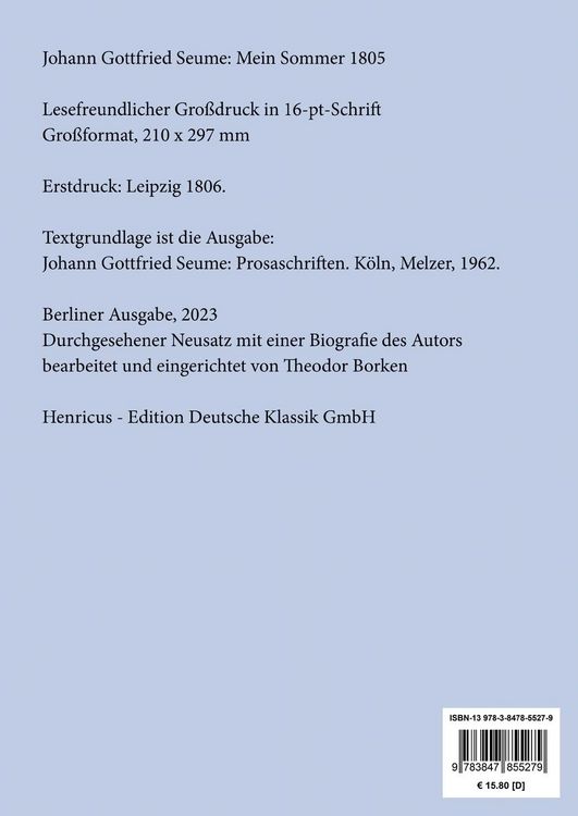 Produktbild: Mein Sommer 1805 (Gro&szlig;druck)