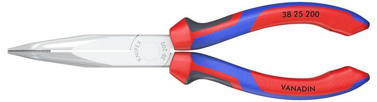 Produktbild: Knipex 38 25 200 Elektronik- u. Feinmechanik Flachrundzange 40&deg; gebogen Vanadium Elektrostahl 200 mm