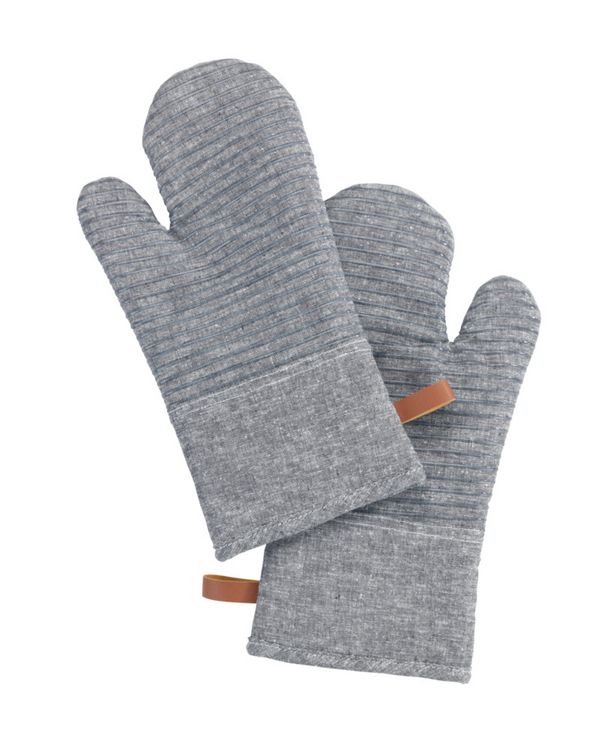 Produktbild: Topfhandschuhe Mod. Ada Stripes Grau, Silikonstreifen f&uuml;r sicheren Griff